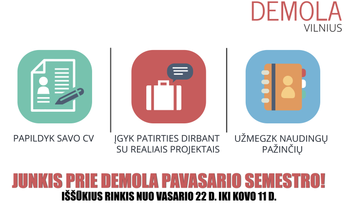 Parodyk talentą ir kaupk darbo patirtį – dalyvauk Demola programoje